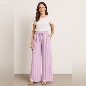 NWT The Greii Light Purple Wide Leg Pleated Pants, Size Small